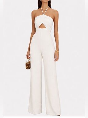 INTERMIX Ivory Strapless Wide-Leg Jumpsuit